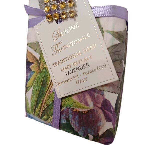 Lavender Italian Soap Gift Wrapped Jeweled Lingerie Drawer Mom Made in Italy Lux - Picture 3 of 9